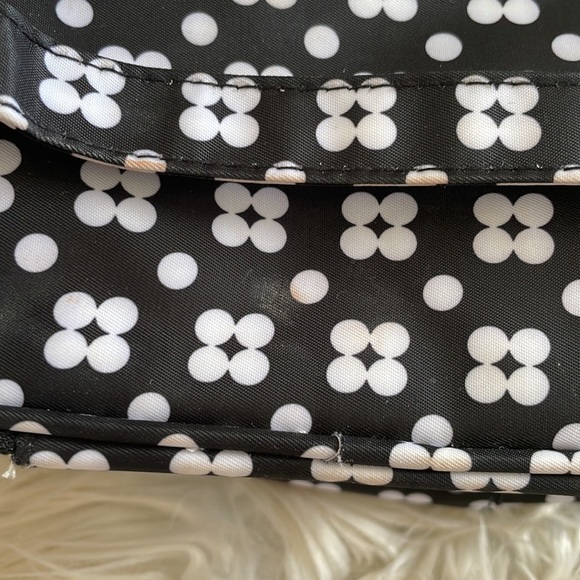 Modella black white flowers print floral handle make up cosmetic bag travel bag - Picture 3 of 16